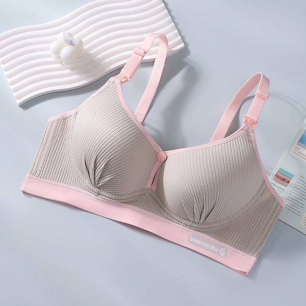 Cotton nursing bra with double button, Grey