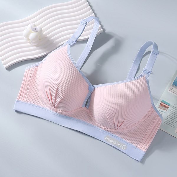 Cotton nursing bra with double button, Pink