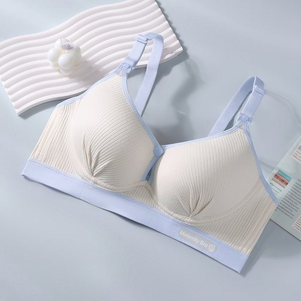 Cotton nursing bra with double button, Nude