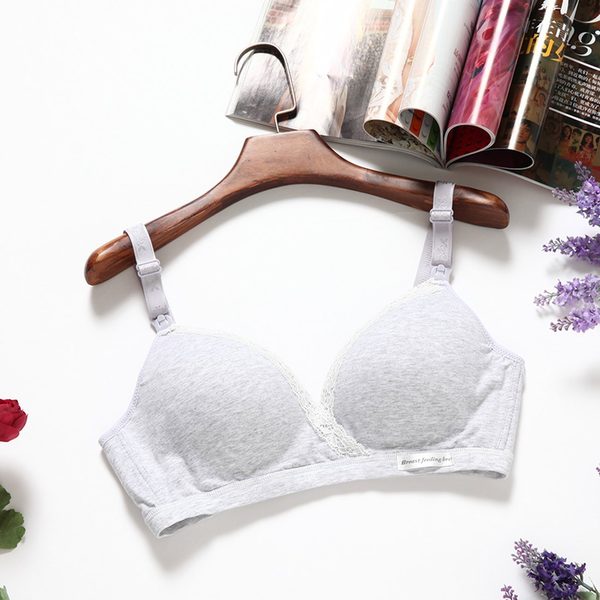 Cotton nursing bra, wire-free, Grey