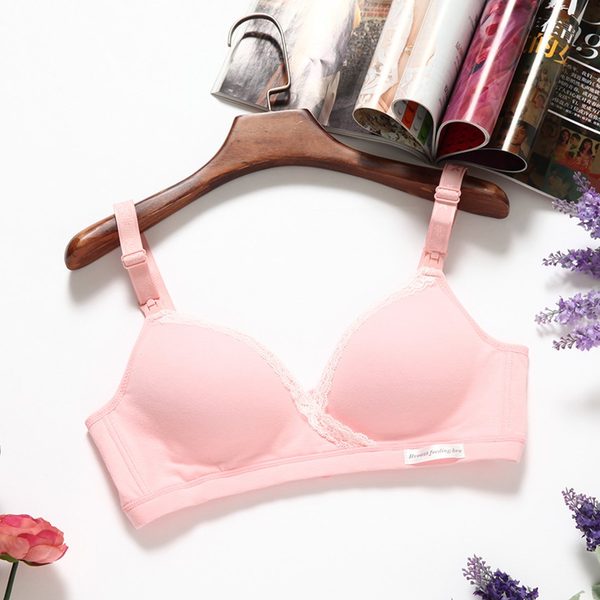 Cotton nursing bra, wire-free, Pink
