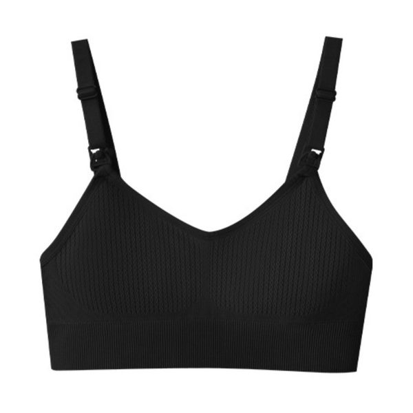 Seamless cotton nursing bra, Black